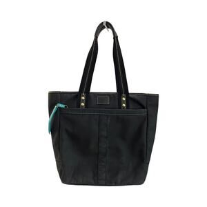 Coach Nylon Tote Black Bag F19696 Blue Interior Shoulder Handbag